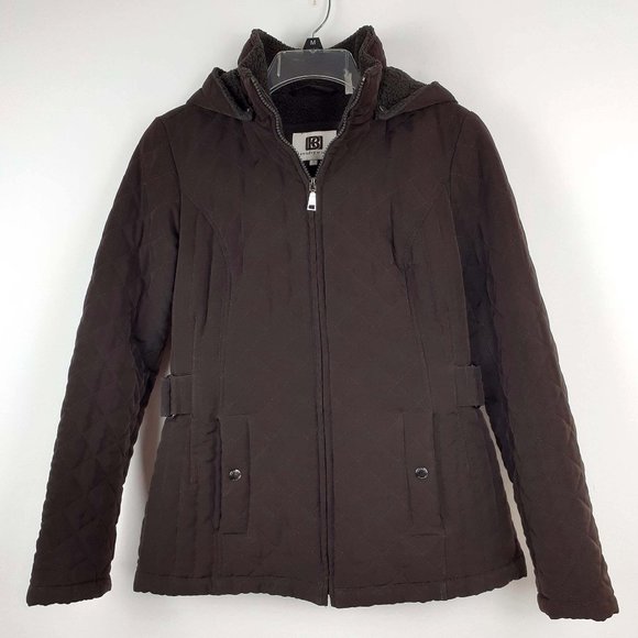 Laundry By Design quilted hooded winter coat. Chocolate brown - Picture 1 of 11